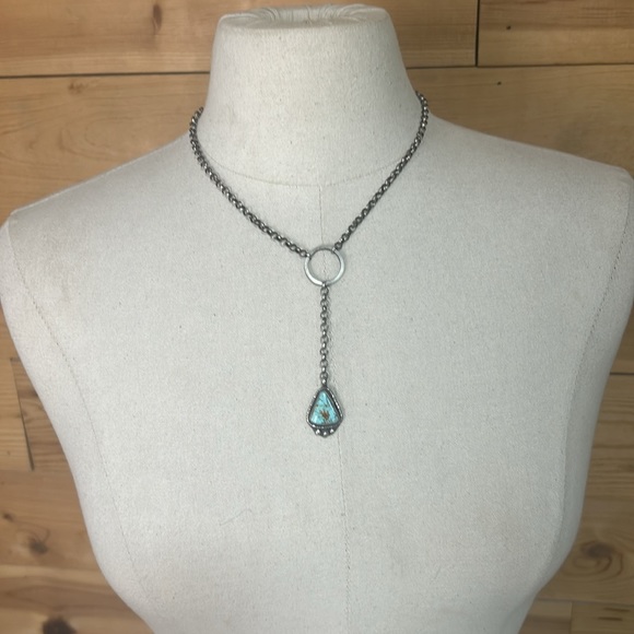 Chatfields Turquoise Sterling Native American Western Cowboy Lariat Necklace - Picture 6 of 8